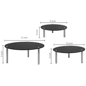 Soportes para servir pizzas y postres en metal negro con un acabado elegante, perfecto para artículos de hotel elegantes y exhibidores de mesa elegantes - Product Image 4