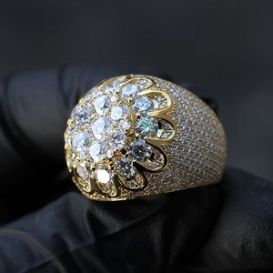 Certificat IGI 925 argent Sterling plaqué or bagues fines Hip Hop bijoux étincelle glacé Moissanite bague pour hommes - Product Image 1