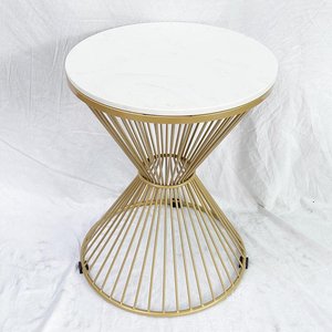 LUXI Contemporary Living Room Furniture Durable Gold-Bronze Frame Side <b>Table</b> Stone Top Decorative <b>Table</b> for <b>Sofa</b> Entry SST022 - Product Image 5