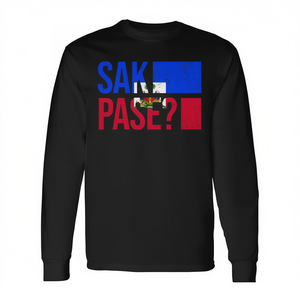 Maglietta a Maniche Lunghe per Ragazzi con Bandiera Haitiana e Orgoglio Creolo, T-Shirt Promozionale per Bambini sulla Cultura Creola - Product Image 2