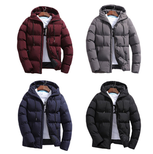 Veste d'hiver en duvet pour hommes Vêtements d'extérieur à manches longues avec décoration à pampilles Tissu en toile noire unie avec fermeture éclair complète - Product Image 4