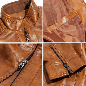 แจ็กเก็ตหนังผู้ชายสีน้ำตาล - Product Image 3
