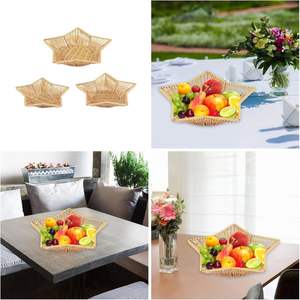 Bandeja de Frutas de Ratán en Forma de Estrella Hecha a Mano - Cesta de Mimbre Ecológica para Aperitivos, Decoración Navideña y Fiestas - Product Image 1