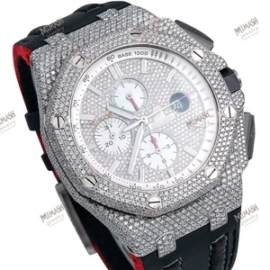 Luxurious Moissanite Diamond Chronograph <b>Watch</b> <b>Black</b> Rubber Band Glass Dial Hip Hop Antique Luxury Fashion - Product Image 5
