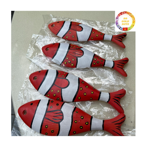 Adorno de pez de madera de Vietnam, figurita rústica hecha a mano, artesanía para resorts de playa, tiendas de recuerdos y decoración del hogar - Product Image 3