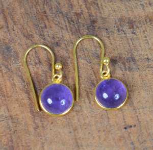 Pendientes de amatista púrpura, Plata de Ley 925, superposición de oro de 18 quilates, gancho hecho a mano, regalo de joyería - Product Image 3