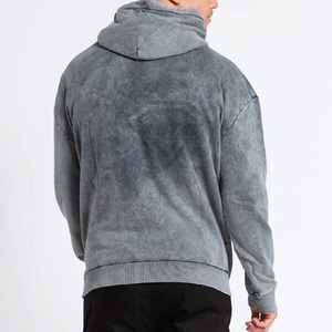 Sudaderas con Capucha Lavadas al Ácido con Logotipo y Diseño Personalizados, Sin Ribete Inferior, Sudadera Urbana para Hombre, Sudadera Vintage Lavada de Algodón para Hombre - Product Image 3