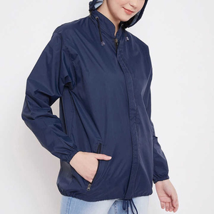 Veste coupe-vent à capuche en tricot pour femme avec fermeture éclair, longueur régulière, écologique, respirante, manteau décontracté d'hiver - Product Image 5