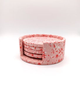 Articles cadeaux Ensemble de 4 sous-verres de luxe en résine noire aspect terrazzo Accessoires de cuisine à utiliser pour la maison Hôtel Resorts - Product Image 4