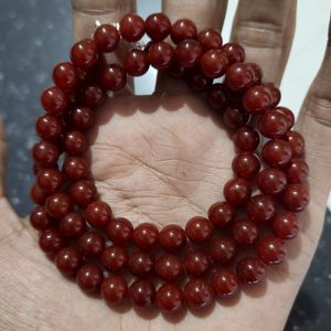 Collier en perles de cornaline orange naturelle 8 mm, perles lisses, forme de boule plaquée argent, classique, cadeau de mariage - Product Image 4