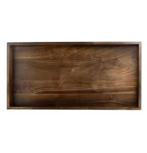 Ensemble de plateaux de service rectangulaires en bois de noyer faits à la main Meilleure vente de plateaux décoratifs en bois naturel avec poignées Décor Impex - Product Image 3