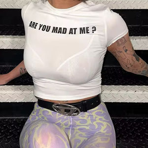 2024 été nouvelle croix broderie col rond femmes côtelé débardeur Sexy femmes mode recadrée débardeur - Product Image 6