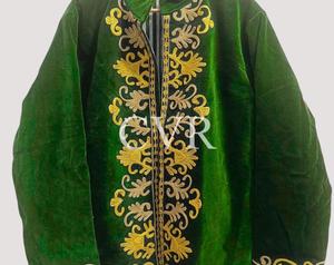 เสื้อโค้ทกำมะหยี่สีเขียวปักลาย ปกคอพับ แขนยาว สไตล์วินเทจ สำหรับผู้ใหญ่ ใส่ได้ในฤดูใบไม้ร่วง - Product Image 2