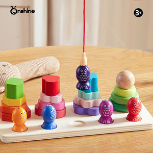 Tour empilable en bois d'inspiration <span class=keywords><strong>Montessori</strong></span> pour enfants de 5 à 7 ans Tour arc-en-ciel éducative sur le thème des motos - Product Image 2