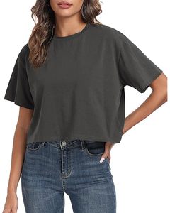 เสื้อยืดคอกลมสำหรับผู้หญิงดีไซน์เรียบๆแขนสั้นใส่สบายทรงพอดีตัวสำหรับฤดูร้อน - Product Image 2
