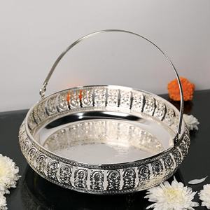 Vente en gros de plateaux de service décoratifs en métal nickelé finition miroir rangement brillant de haute qualité design moderne multifonctionnel - Product Image 2