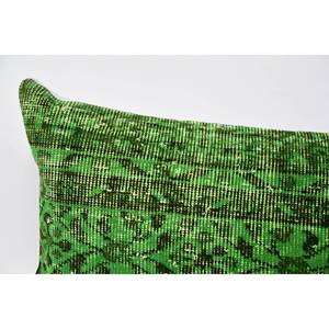 Nature Print Kantha Wool <b>Pillow</b> 16x48 Inch Green Decorative Cushion Vintage Floral Embroidered <b>Square</b> Pattern Woven for Floor - Product Image 2
