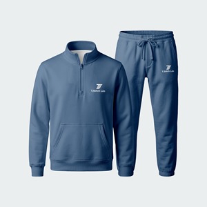 Conjunto Deportivo para Hombre de Alta Calidad, Manga Larga, Cierre de Cremallera de un Cuarto, Colores Sólidos, Bolsillo Frontal, Corte Regular, Precio al por Mayor, Personalizable - Product Image 4