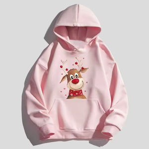Fabricant de sweats à capuche en matériaux de qualité supérieure, sweat à capuche d'hiver pour femmes, motif de renne de Noël - Product Image 6