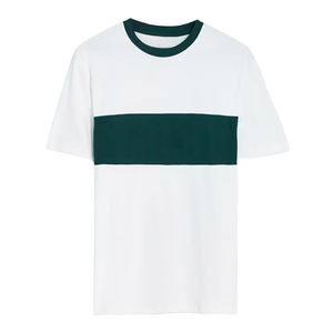 Customized Design Short Sleeve Regular Fit <b>White</b> T-shirt With Black Chest Panel 100% Cotton Streetwear T-shirts For Men - Product Image 6