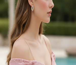 Three Row <b>Diamond</b> Huggies Earrings For Women Featuring Brilliant Sparkle And Elegant Design For Daily Wear And Special Occasions - Product Image 5