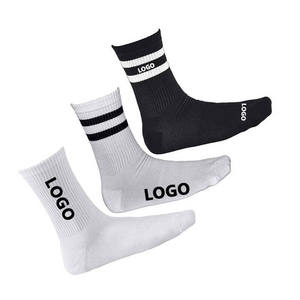Unisex High Quality Custom Crew <b>Socks</b> White <b>Black</b> Logo Anti-Bacterial Seamless Cotton Men's Quality Athletic Casual <b>Socks</b> - Product Image 1