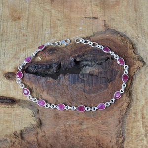 India's Best Quality Handmade 925 Sterling Silver Tennis <b>Bracelet</b> with Fine Ruby <b>Gemstone</b> Exquisite Beacelet for Gift Occasions - Product Image 3