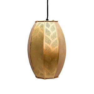 Lampe suspendue ovale marocaine antique, faite à la main en métal doré, luminaire décoratif pour la décoration intérieure - Product Image 2
