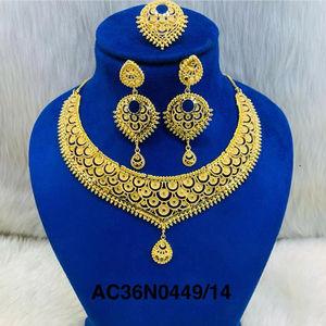 Conjunto de collar de formación chapado en oro de 1 gramo para mujeres y niñas - Product Image 1