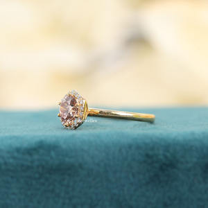 Bague de fiançailles de luxe en or massif rose 14 carats, taille ronde, diamant cultivé en laboratoire, bague cadeau pour femme IGI - Product Image 2