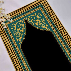 พรมพิมพ์ลายดีไซน์คลาสสิก: พรมละหมาดมุสลิมแบบกันลื่น ดีไซน์หรูหรา พร้อมพรมขนนุ่ม - Product Image 3