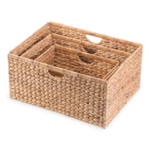 Ensemble de paniers gigognes en jacinthe d'eau pour rangement, organisateur de vêtements pour armoire, vente en gros - Product Image 1