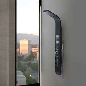 Panel de Ducha de Hidromasaje de Aluminio Negro con Cabezal de Ducha de Lluvia para Conjuntos de Baño - Product Image 2