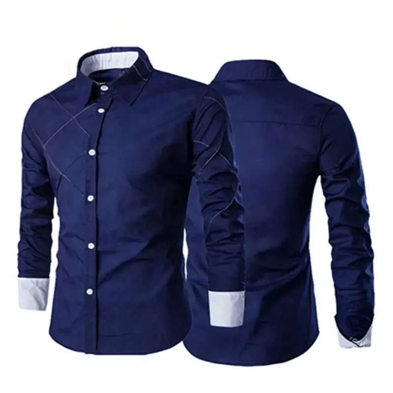 100% Cotton EUR/US Size Classic Plaid Shirt Long Sleeves Business Fashion Men's Shirt