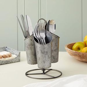 ที่วางช้อนส้อมแฮนด์เมดโลหะชุบสังกะสี 3 หม้อสําหรับโต๊ะรับประทานอาหาร - Product Image 6
