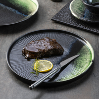 Vente directe du fabricant Yayu, vaisselle de restaurant japonaise et thaïlandaise, ensemble de vaisselle, plat de service, assiettes en céramique noire