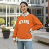 Sudadera de cuello alto de algodón 100% para mujer, de manga larga, estilo urbano de invierno, con bordado y estampado frontal, al por mayor