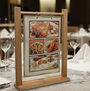 Divris Rustic Wooden Menu Hanger Rectangle Durable Elegant Indoor <b>Table</b> Display for Restaurant and Wedding - Product Image 3