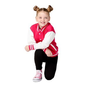 Chaqueta universitaria de cuero estilo callejero para niños más vendida en rosa bordado con cierre de botón y logotipo teñido liso para deportes de invierno - Product Image 6