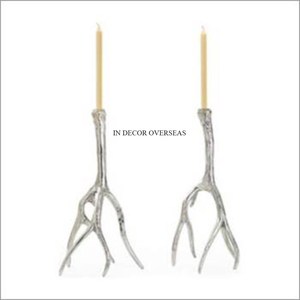 Dernier modèle Arrivée Premium Qualité Métal Argent Brillant Miroir Poli Antler Designer Bougeoir Accessoires d'éclairage - Product Image 2