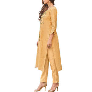 Vestido informal de lino pakistaní estampado para mujer al por mayor indio de alta calidad Shalwar Kameez todas las estaciones colores personalizados lavables - Product Image 4