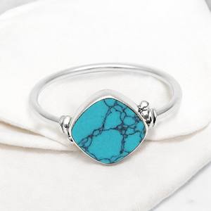 Precio al por mayor de alta calidad, Plata de Ley 925, piedra preciosa turquesa Natural, anillo con forma de cojín, joyería de piedra NATAL DE DICIEMBRE DE India - Product Image 3