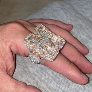 Nuevo diseño, precio al por mayor, joyería Iced Out, 14KT, oro rosa sólido, Hip Hop, corte redondo y Baguette, anillo de diamante cultivado en laboratorio - Product Image 2