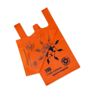 Écologique 100% Recycler T-shirt d'épicerie réutilisable Sacs de supermarché en plastique de haute qualité avec logos T-shirt Sacs en plastique - Product Image 3