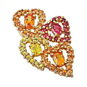 Bague en forme de fleur pour femme, plaquée or 18 carats, sertie de zircone cubique ovale, style pavé, bijou glamour pour soirée, cadeau - Product Image 1