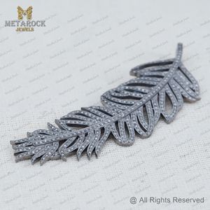 Colgante de plata de primera ley con forma de pluma para mujer, joya, plata esterlina 925, Diamante oxidado, hecho a mano - Product Image 5