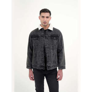 Veste en jean 9 Apparel doublée Sherpa, coupe classique, décontractée, boutonnée, légère, lavable, hiver, vintage, motif uni, poches - Product Image 2