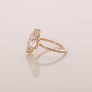 IGI Certified Marquise Cut Yellow Lab Grown Diamond Solitaire Engagement <b>Ring</b> in 9KYellow / White & Rose Gold - Product Image 3