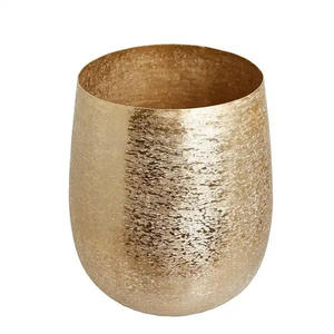 Texture Design Metal <b>Golden</b> Flower Vase for Home & <b>Wedding</b> Tabletop <b>Decoration</b> Handmade Round Shape Flower Vases - Product Image 1