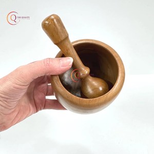 Mortero y Maja de madera Vintage estándar para triturador de hierbas, molinillo de especias, utensilios de cocina hechos a mano, herramienta en la India - Product Image 4